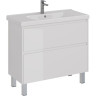Тумба LEMARK COMBI 100 см под раковину, подвесная/напольная, 2 ящика, белый глянец LM03C100T